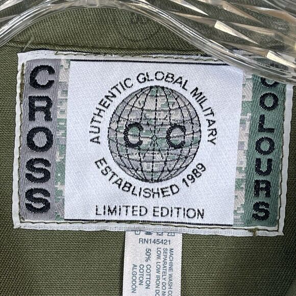 Cross Colours Shaket Mens M Green Army USA Limited Edition Shirt Jacket Adult - Picture 11 of 15